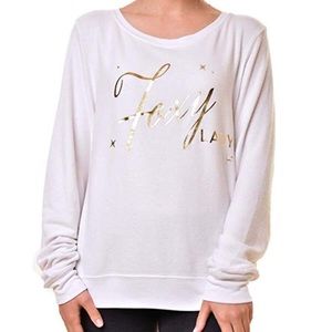 Wildfox “Foxy Lady” Baggy Beach Jumper—Clean White